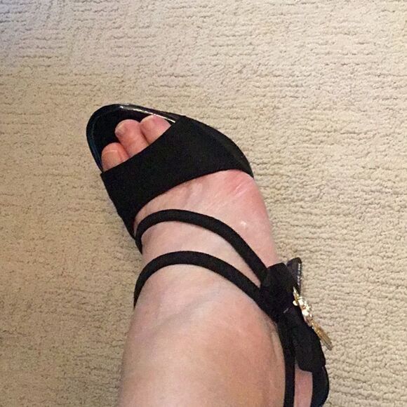 BLACK STILETTOS WITH JEWELED HEELS IN SIZE 39 - Picture 2 of 14